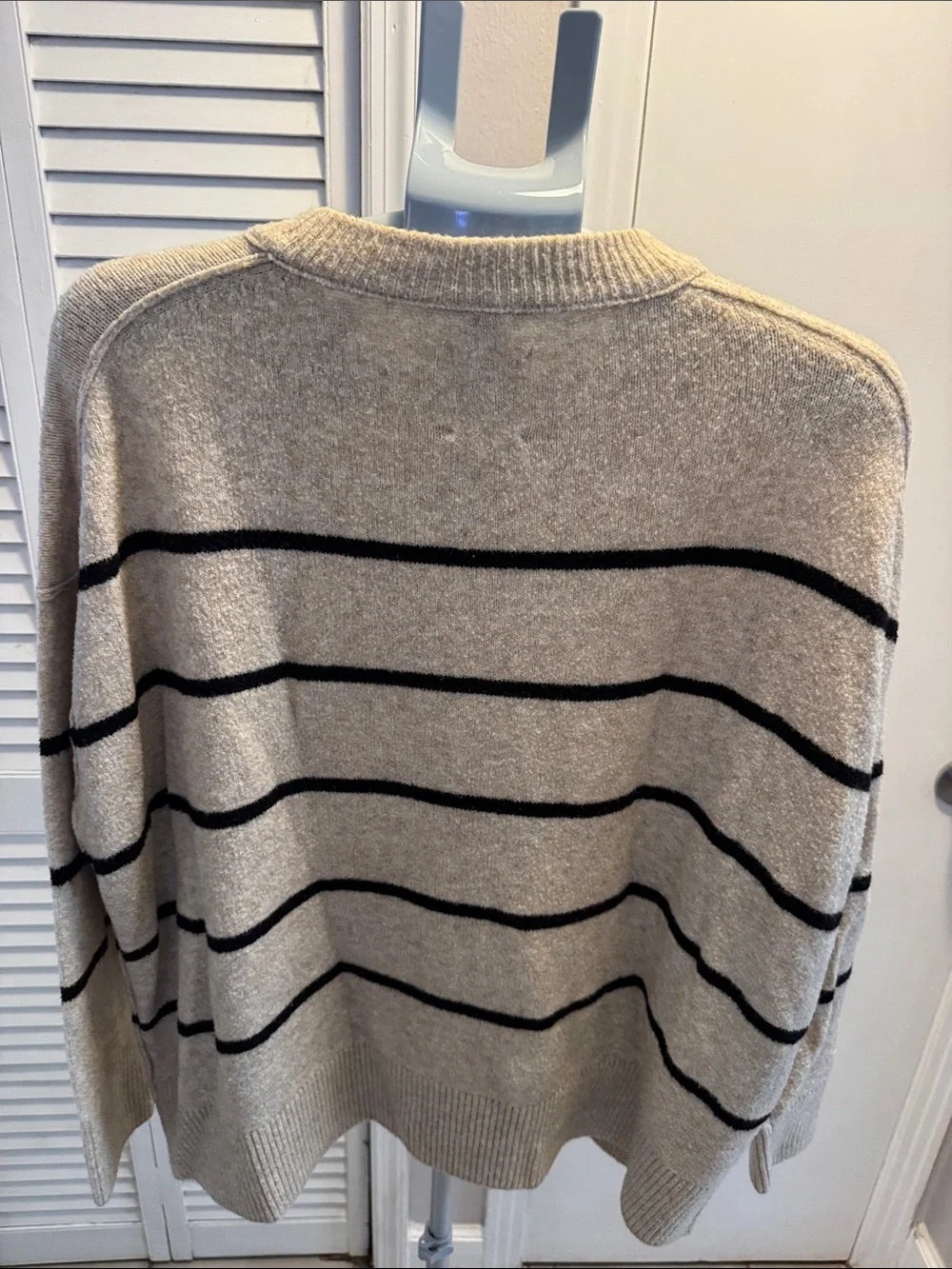 Aerie Women's oversized Crewneck Beige Stripe Sweater